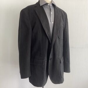 Kroon Sport Coat Jacket 42R Gray/Black Harrison Wash Cotton Blazer Double Vents